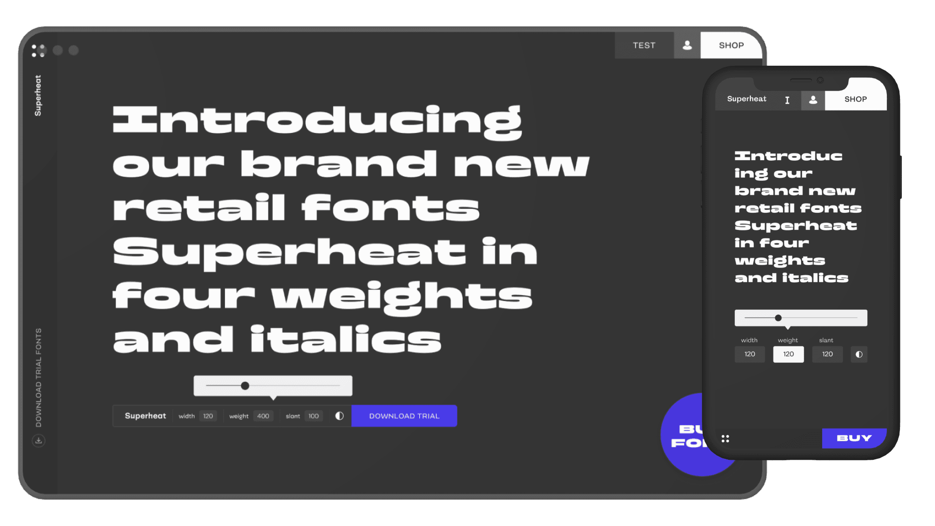 타입 테스터 설정 화면의 Superheat 폰트 이미지